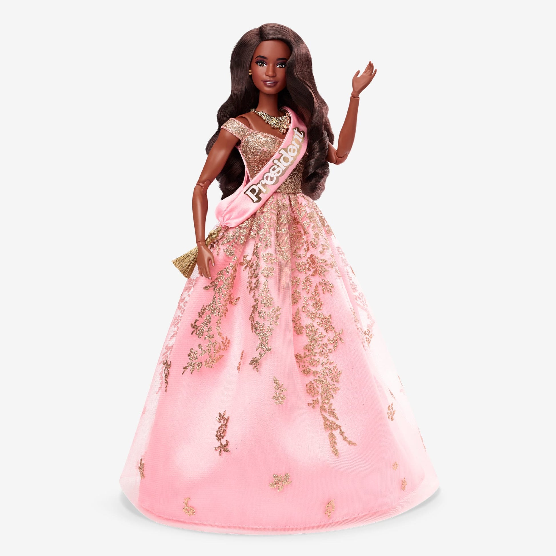 President Barbie in Pink and Gold Dress – Barbie The Movie Búp Bê Tổng Thống Sưu Tầm Mattel Signature - Hình ảnh sản phẩm