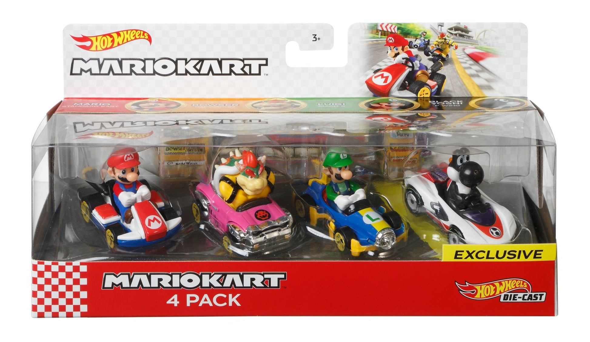 Hot Wheels Mario Kart Characters and Die-Cast Kart Vehicles, Set of 4 - Xe Mô Hình Đồ Chơi Die-cast 1:64 - Hot Wheels - Góc nhìn khác 3