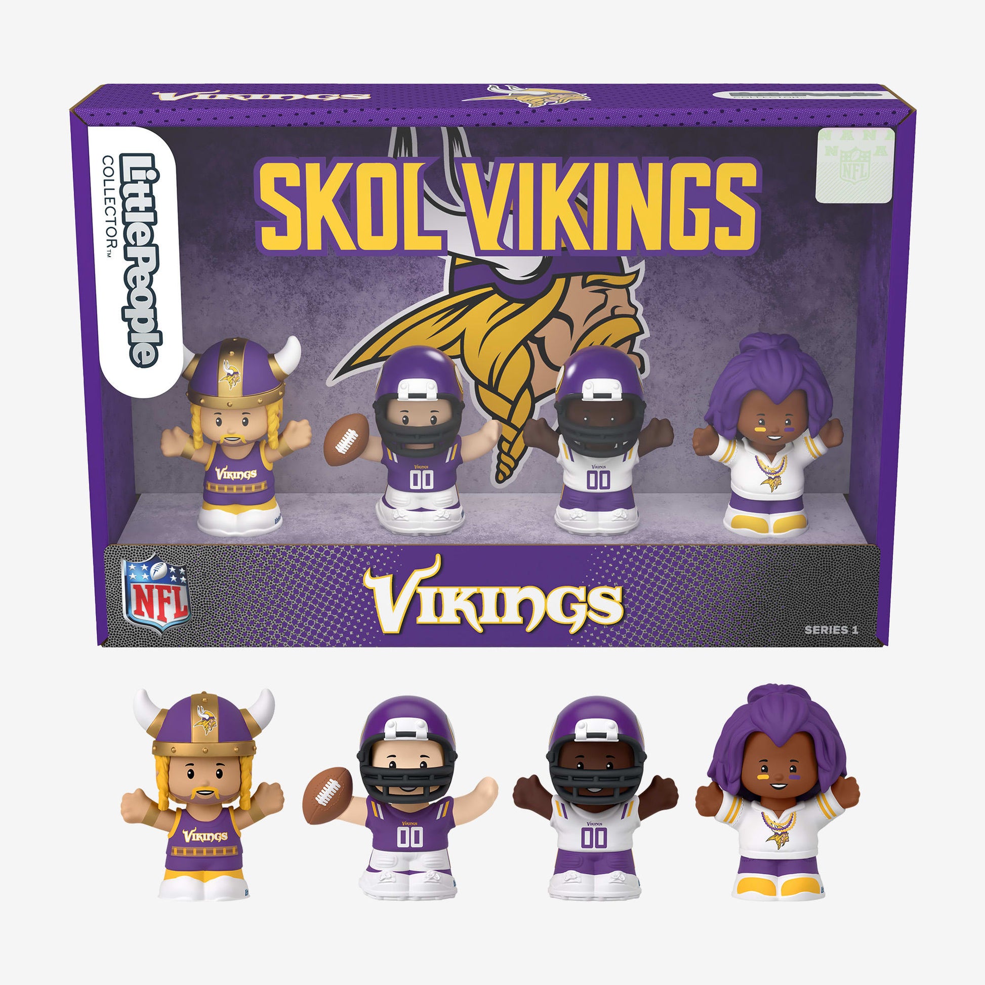 Little People Collector x NFL Minnesota Vikings Set - Bộ Mô Hình Nhân Vật Sưu Tập Đội Bóng Vikings - Mattel - Góc nhìn khác 3