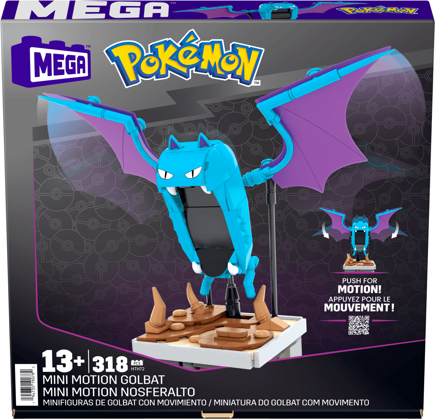 Pokémon Mini Motion Golbat Building Set Bộ lắp ráp Mô hình Chuyển động MEGA