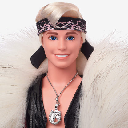 Ken Doll in Faux Fur Coat and Black Fringe Vest – Barbie The Movie - Búp Bê Sưu Tầm Cao Cấp Barbie Signature HRF31