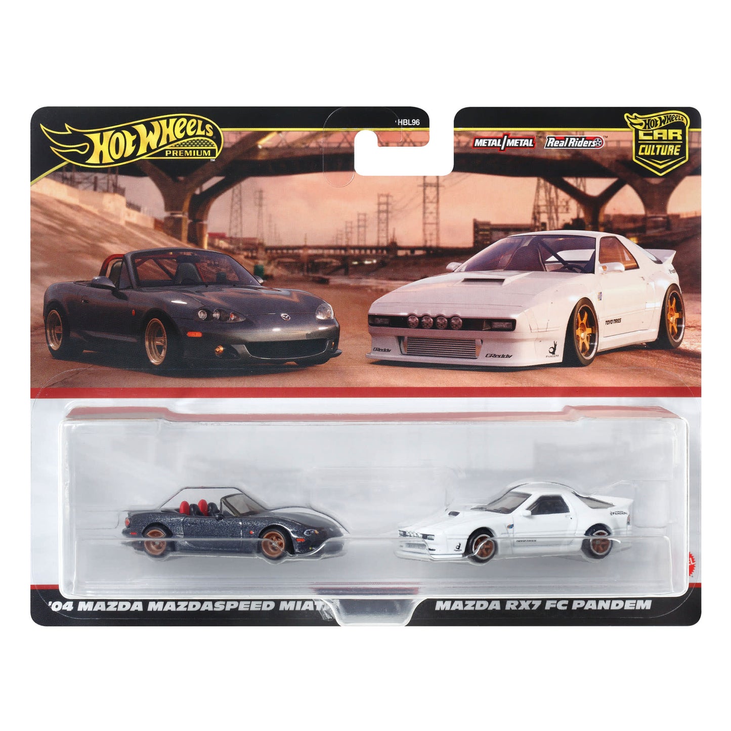 Hot Wheels Premium Car Culture 2-Pack - '04 Mazda Mazdaspeed Miata & Mazda RX7 FC Pandem - Bộ 2 Xe Mô Hình Kim Loại Cao Cấp Hot Wheels - Hình ảnh sản phẩm