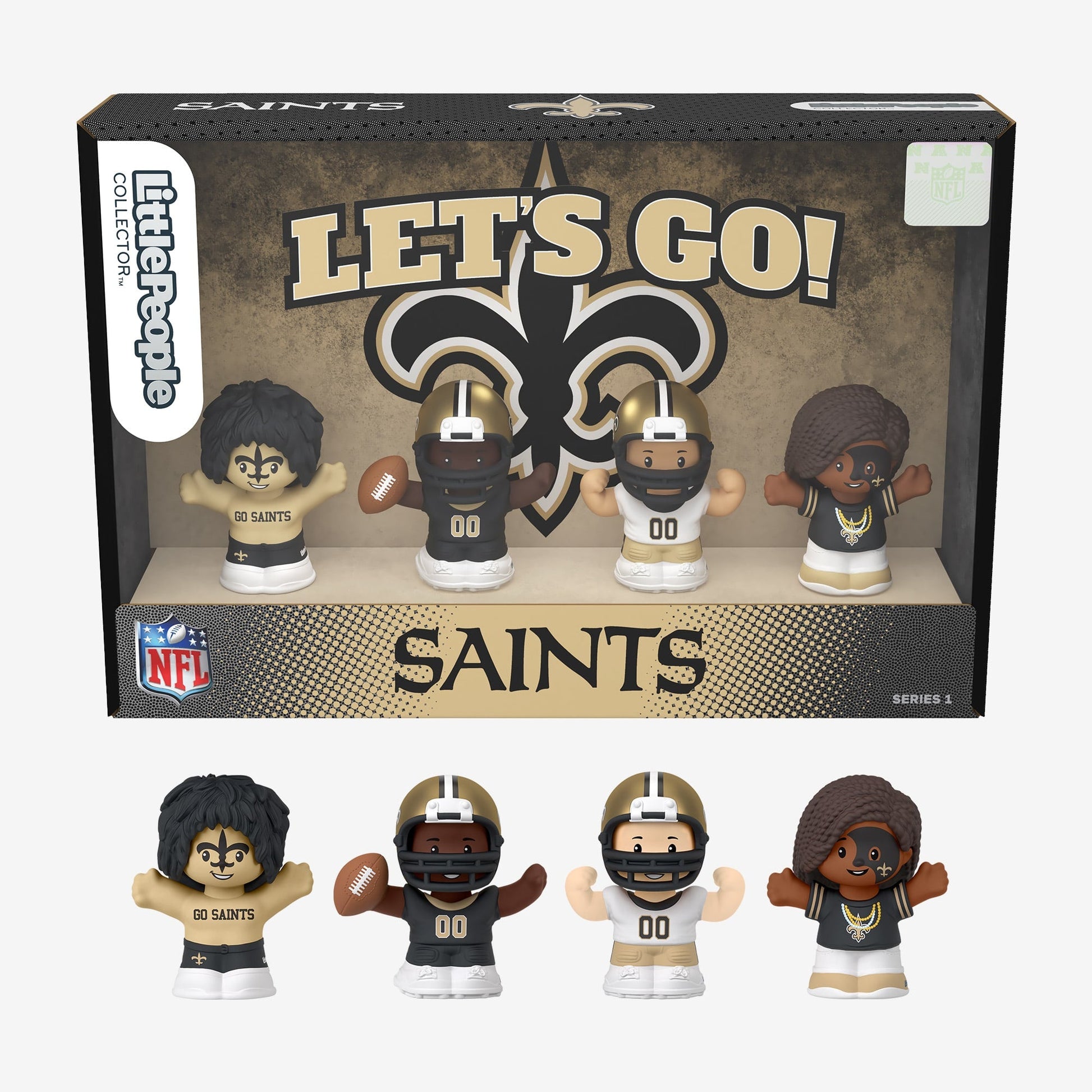Little People Collector x NFL New Orleans Saints Set - Bộ Mô Hình Nhân Vật Bóng Bầu Dục Mattel - Góc nhìn khác 3