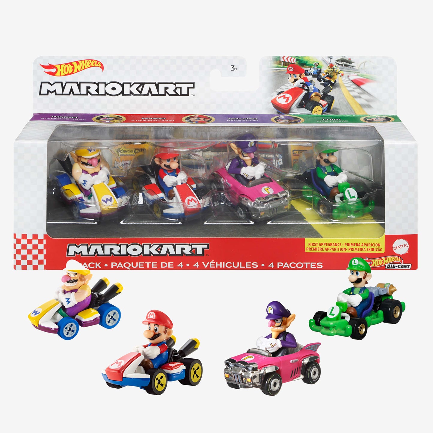 Hot Wheels Mario Kart Vehicles 4-Pack - Bộ 4 Xe Đồ Chơi Mô Hình Tỷ Lệ 1:64 - Hot Wheels - Hình ảnh sản phẩm