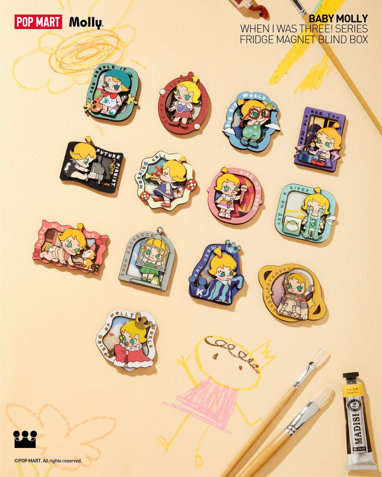 Baby Molly When I was Three! Series-Fridge Magnet Blind Box - Mô hình Nam châm tủ lạnh Pop Mart