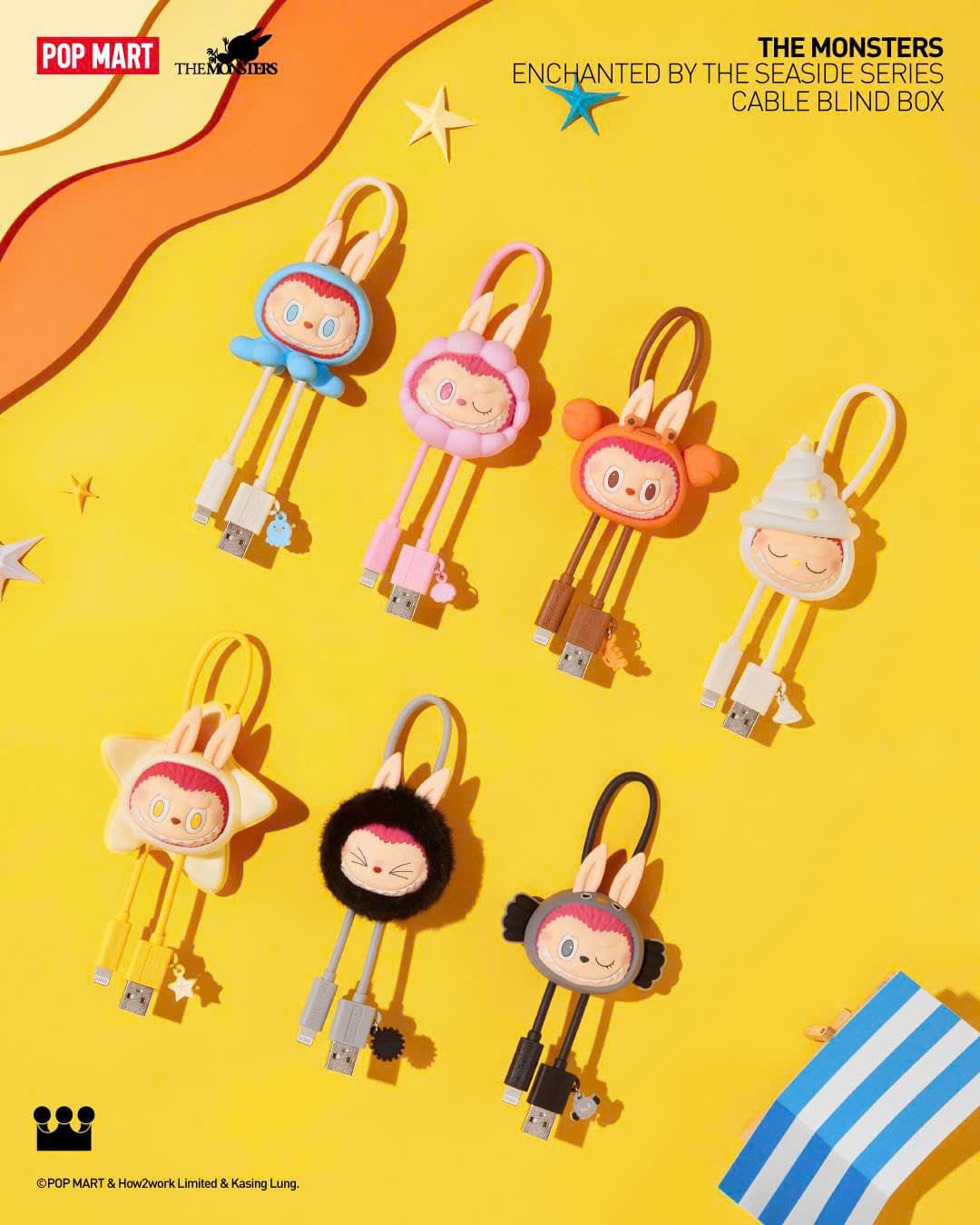 THE MONSTERS Enchanted by the Seaside Series - Cable Blindbox (iPhone) - Cáp Sạc iPhone Labubu Chính Hãng Pop Mart