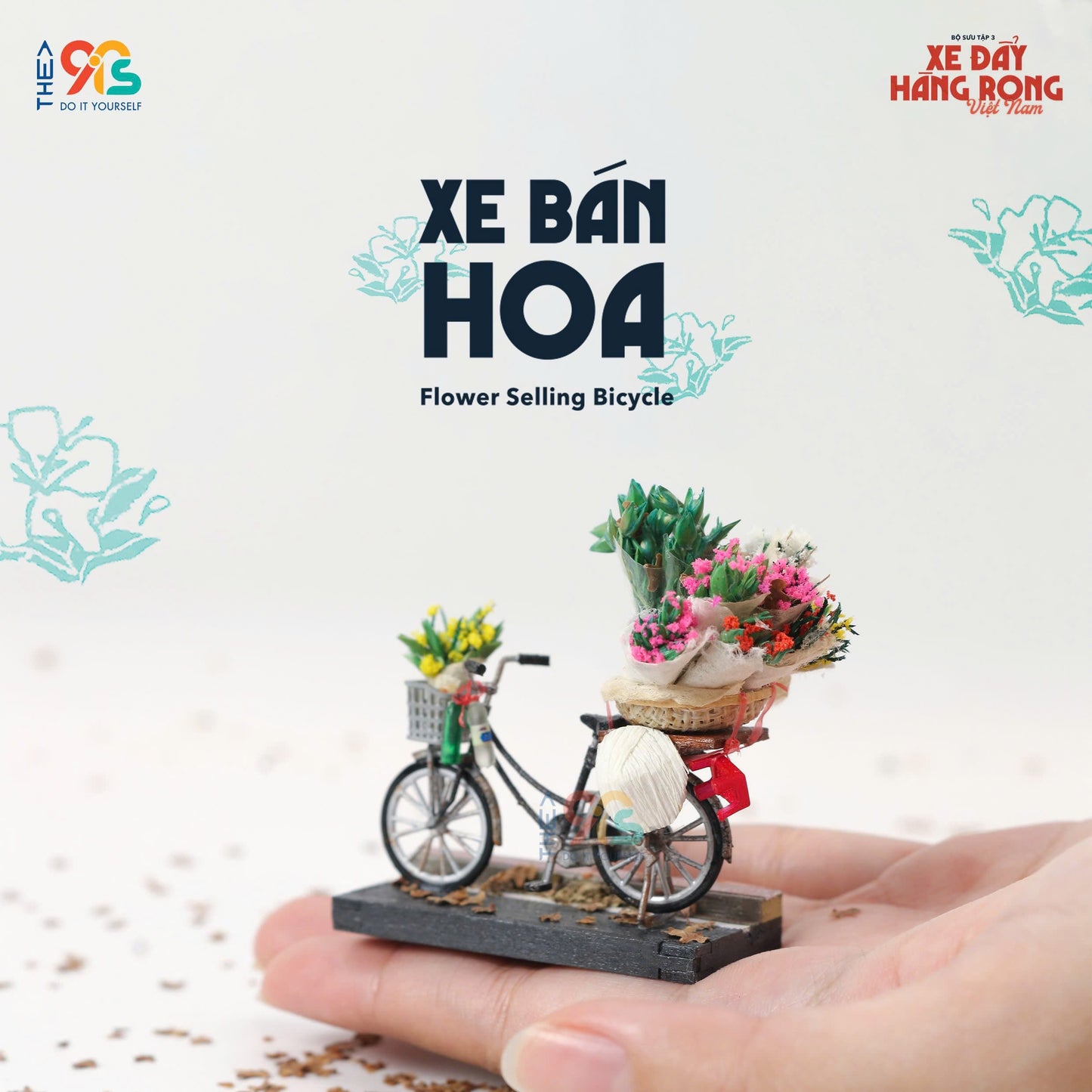 Nam Châm Xe Bán Hoa - Mô Hình Hàng Rong Việt Nam Thu Nhỏ