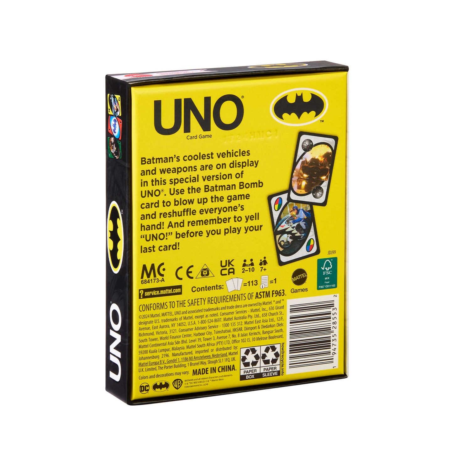 UNO Fandom Batman: Batmobiles & Gadgets Deck - Bộ Bài UNO Sưu Tầm Kỷ Niệm 85 Năm Batman - Mattel - Hình ảnh bổ sung 9