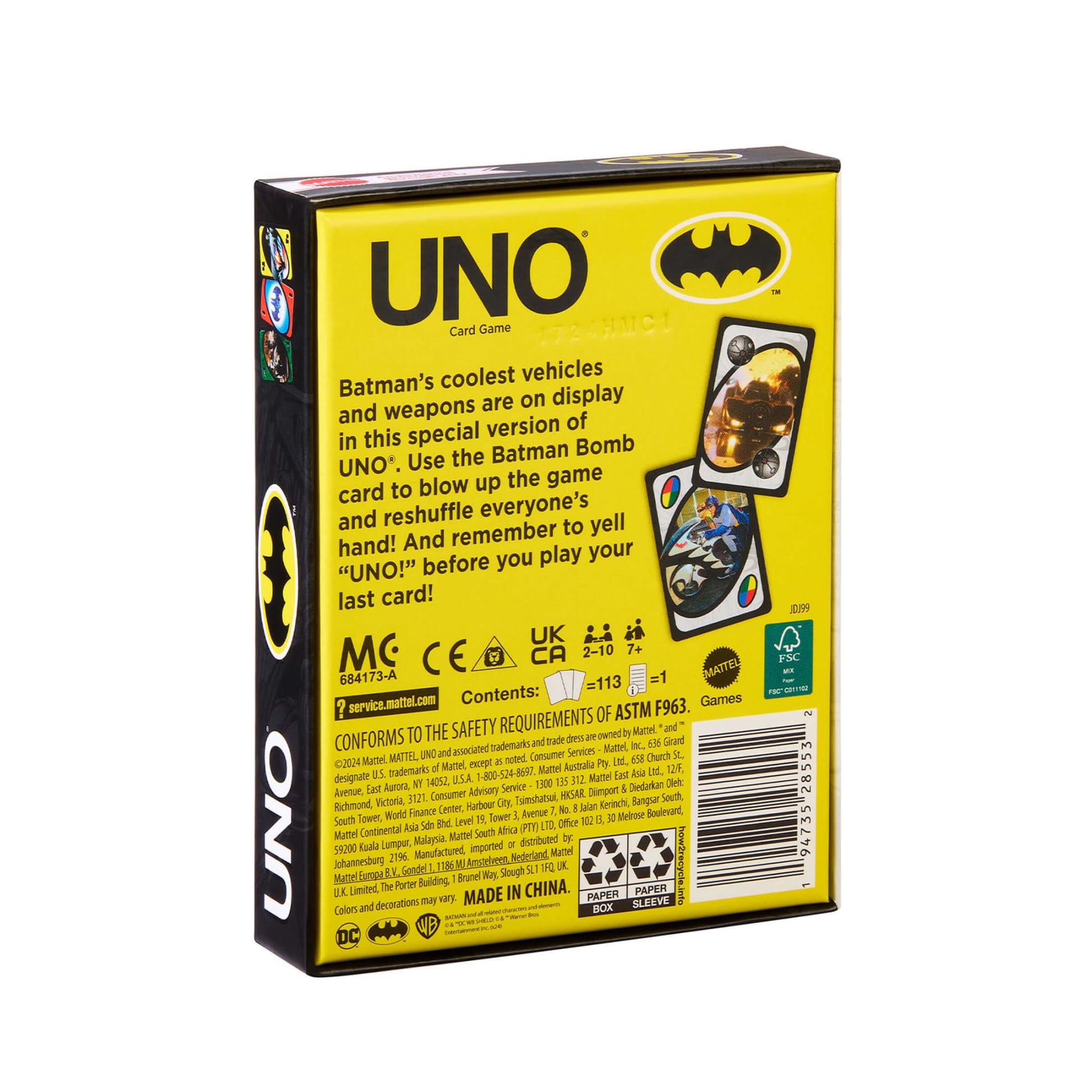 UNO Fandom Batman: Batmobiles & Gadgets Deck - Bộ Bài UNO Sưu Tầm Kỷ Niệm 85 Năm Batman - Mattel - Hình ảnh bổ sung 9