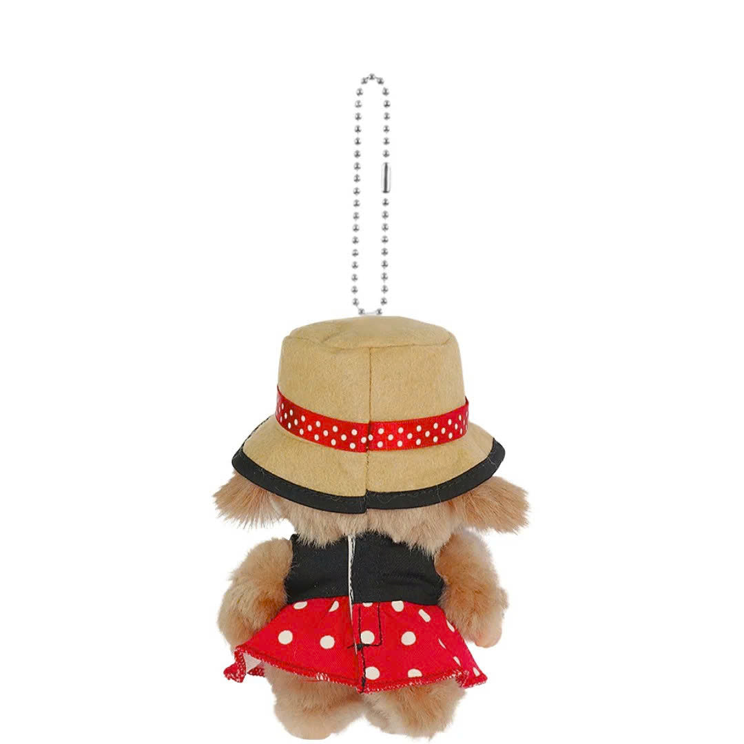 Monchhichi Big Head Fashion White Dot Dress Girl Keychain