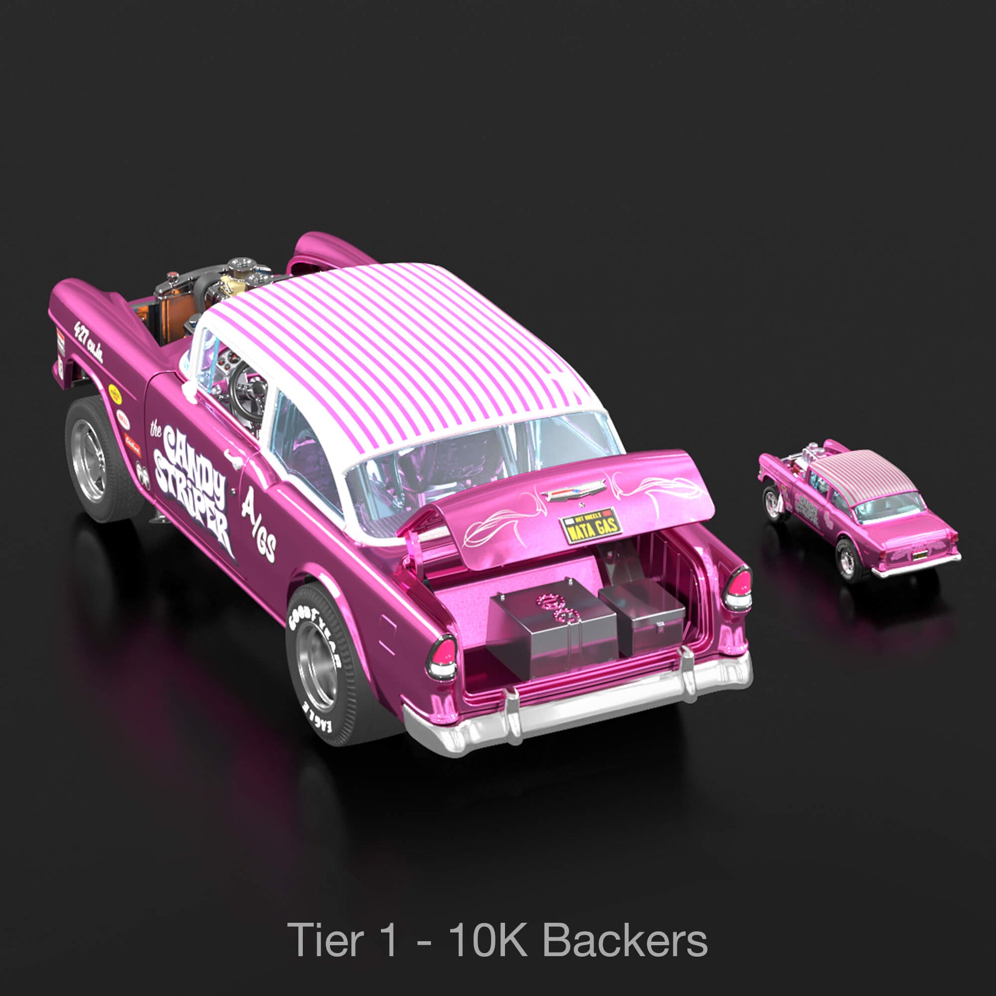 RLC Exclusive 1:18 Scale ‘55 Chevy Bel Air Gasser “Candy Striper” - Xe Mô Hình Tỉ Lệ 1:18 Cao Cấp Hot Wheels - Hình ảnh bổ sung 4