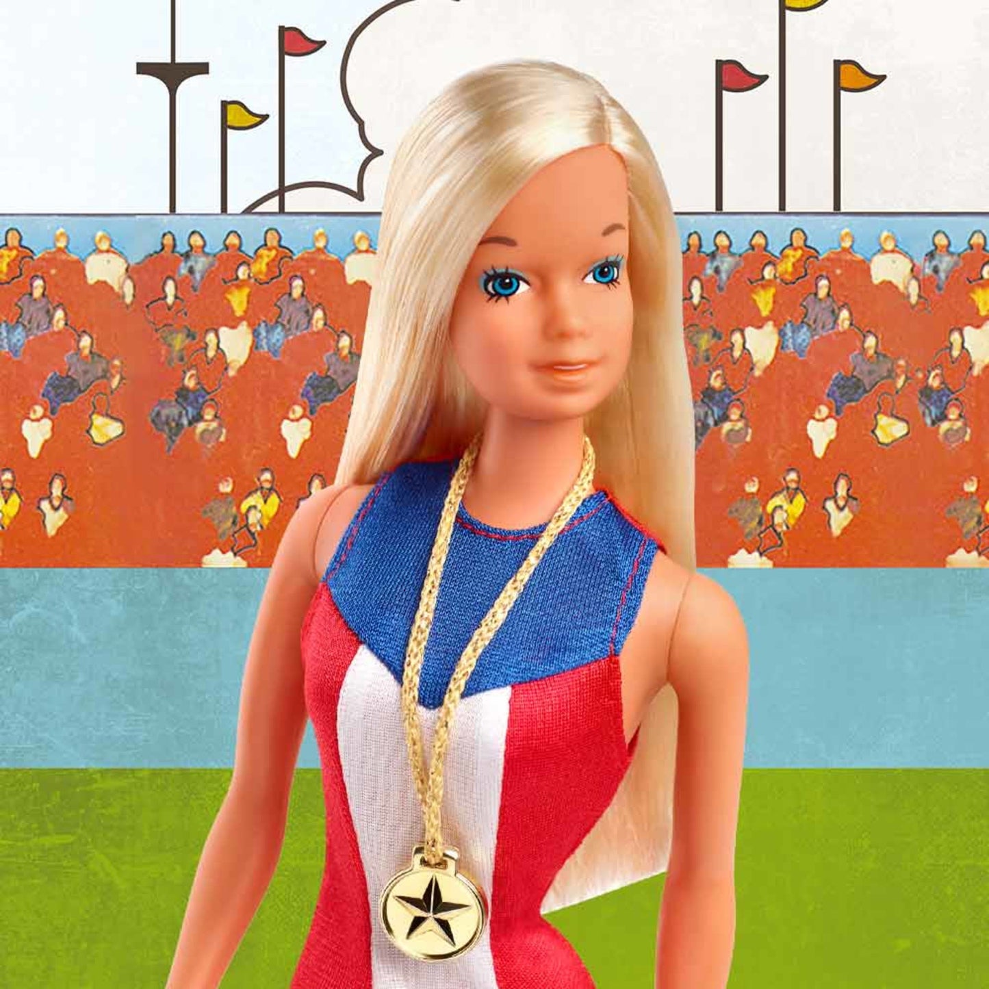 Barbie Gold Medal Barbie Doll Búp Bê Sưu Tầm Phiên Bản Tái Hiện 1975 Barbie Signature - Góc nhìn khác 3
