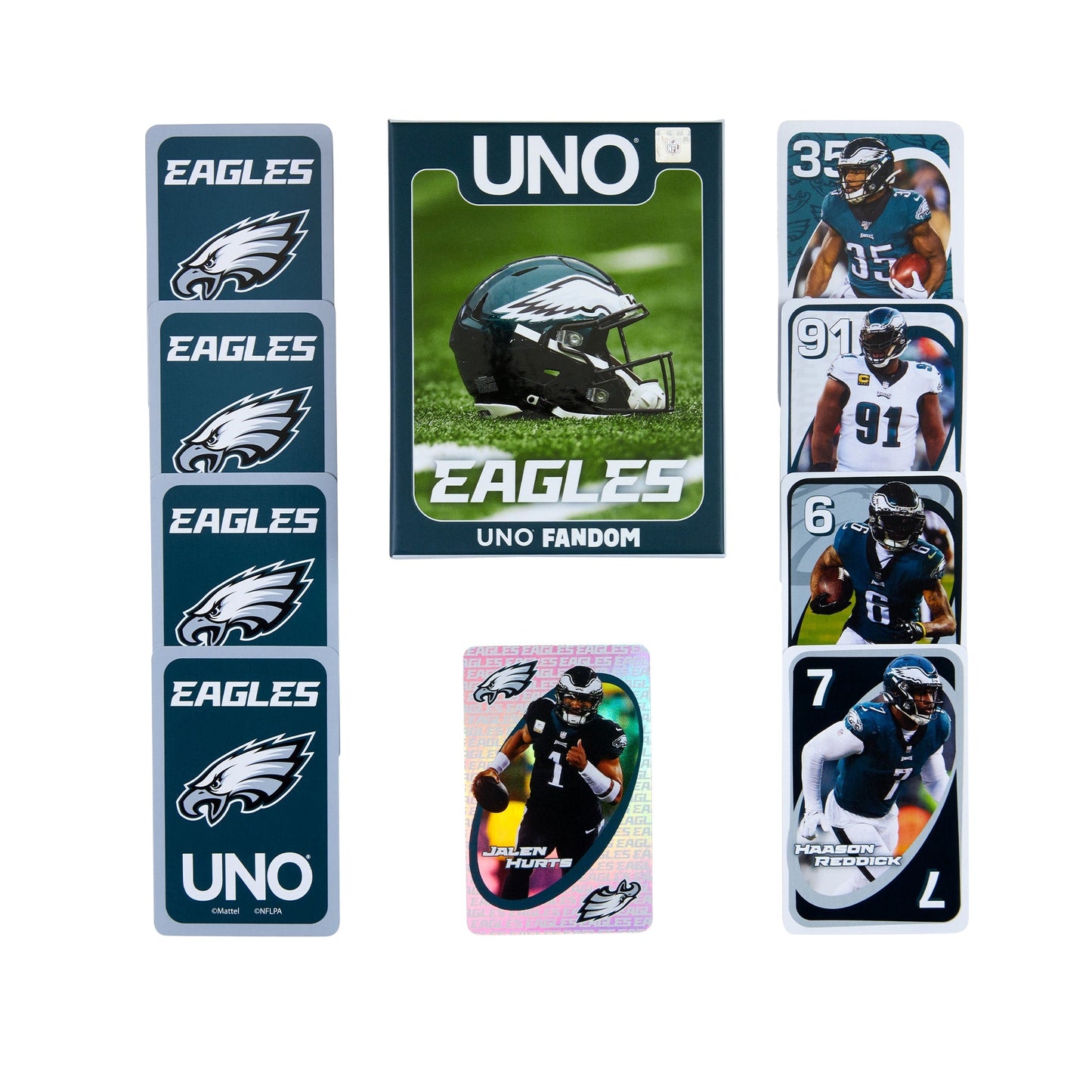 UNO Fandom NFL Philadelphia Eagles Game Deck - Bộ Bài Thẻ Bài Thể Thao - Mattel - Góc nhìn khác 3