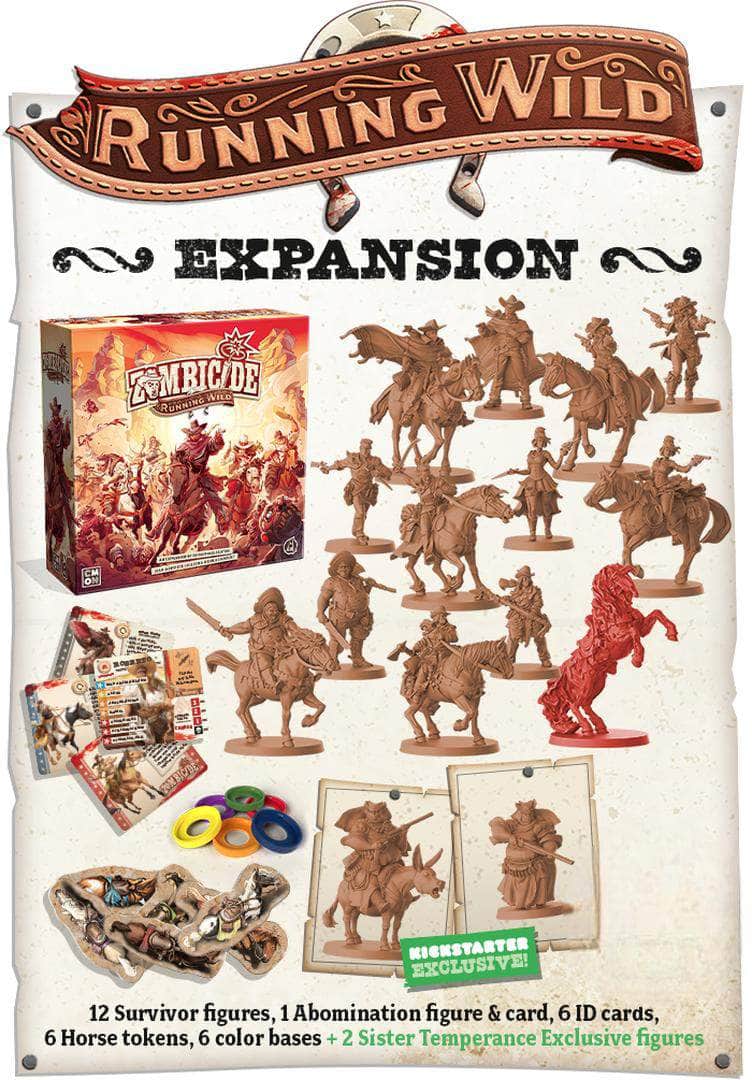 Zombicide: Undead Or Alive Running Wild Pack Plus Sister Temperance Survivor (Kickstarter Special)