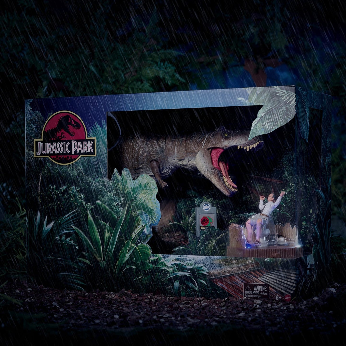 Jurassic World Hammond Collection Outhouse Chaos Set - Bộ Đồ Chơi Mô Hình Khủng Long T-Rex và Nhân Vật - Mattel