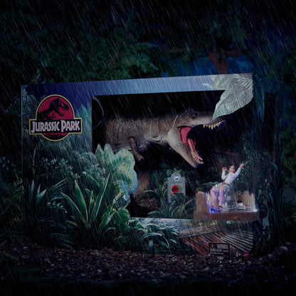 Jurassic World Hammond Collection Outhouse Chaos Set - Bộ Đồ Chơi Mô Hình Khủng Long T-Rex và Nhân Vật - Mattel